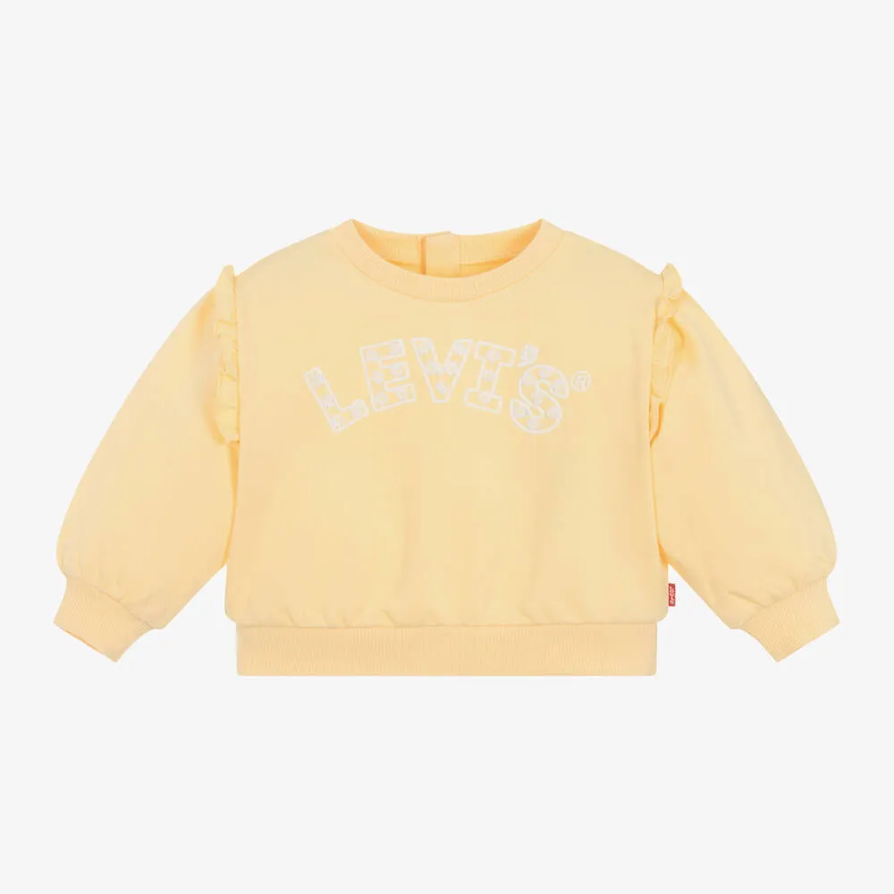 Girls Yellow Floral Organic Cotton Sweatshirt