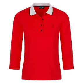 Golfino Autumn Club 3/4 Sleeve Ladies Golf Polo Shirt Brilliant Red