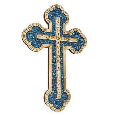 Handmade Cross with Semi-Precious Stones from Jerusalem Holy Land 11 inch