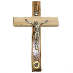 Handmade Olive Wood Cross INRI with Holy Soil from Jerusalem the Holy Land 6,2