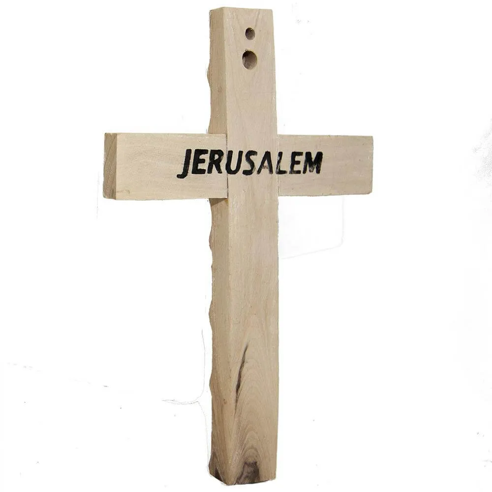 Handmade Olive Wood Cross INRI with Holy Soil from Jerusalem the Holy Land 6,2