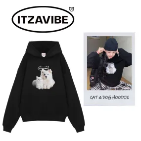 ITZAVIBE  |Unisex Long Sleeves Cotton Logo Hoodies & Sweatshirts