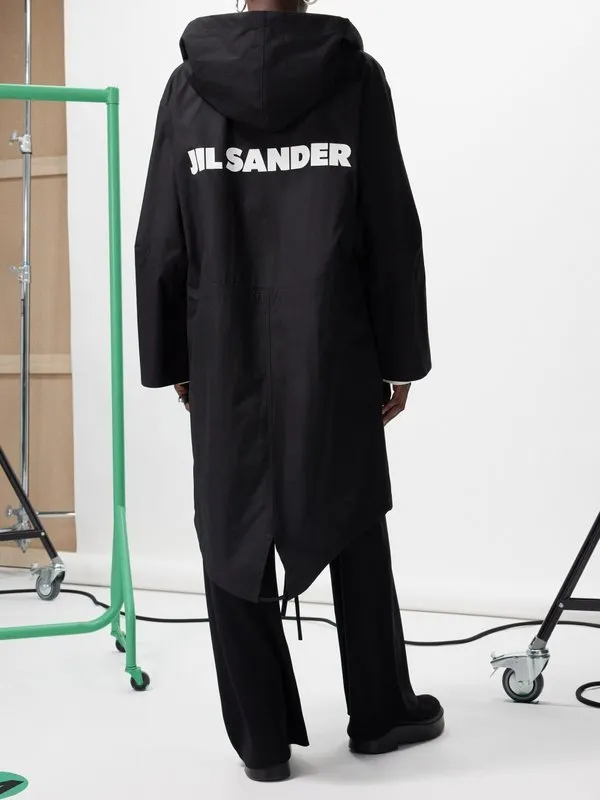 Jil Sander  |Long Sleeves Cotton Oversized Logo Hoodies & Sweatshirts