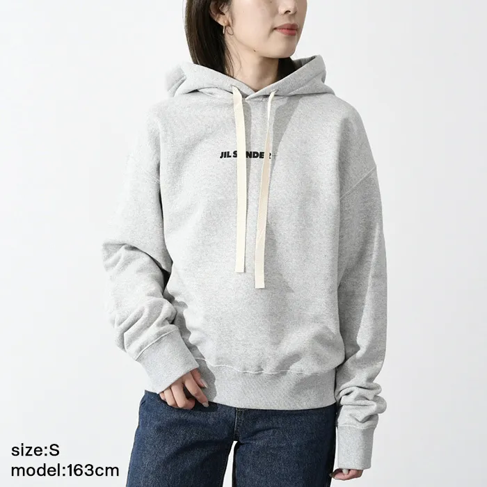 Jil Sander  |Long Sleeves Plain Cotton Logo Hoodies & Sweatshirts