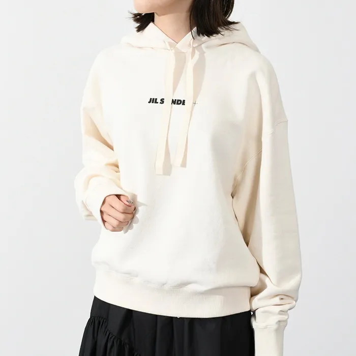 Jil Sander  |Long Sleeves Plain Cotton Logo Hoodies & Sweatshirts