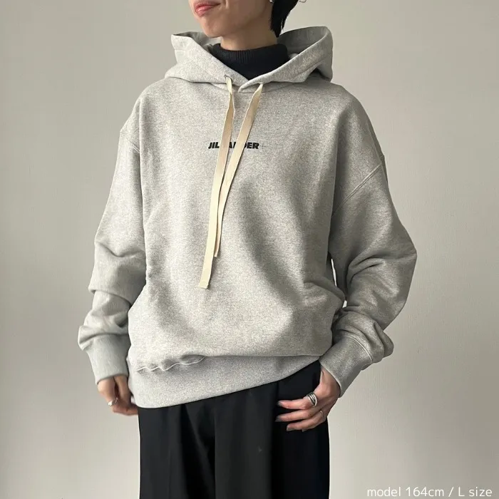 Jil Sander  |Long Sleeves Plain Cotton Logo Hoodies & Sweatshirts