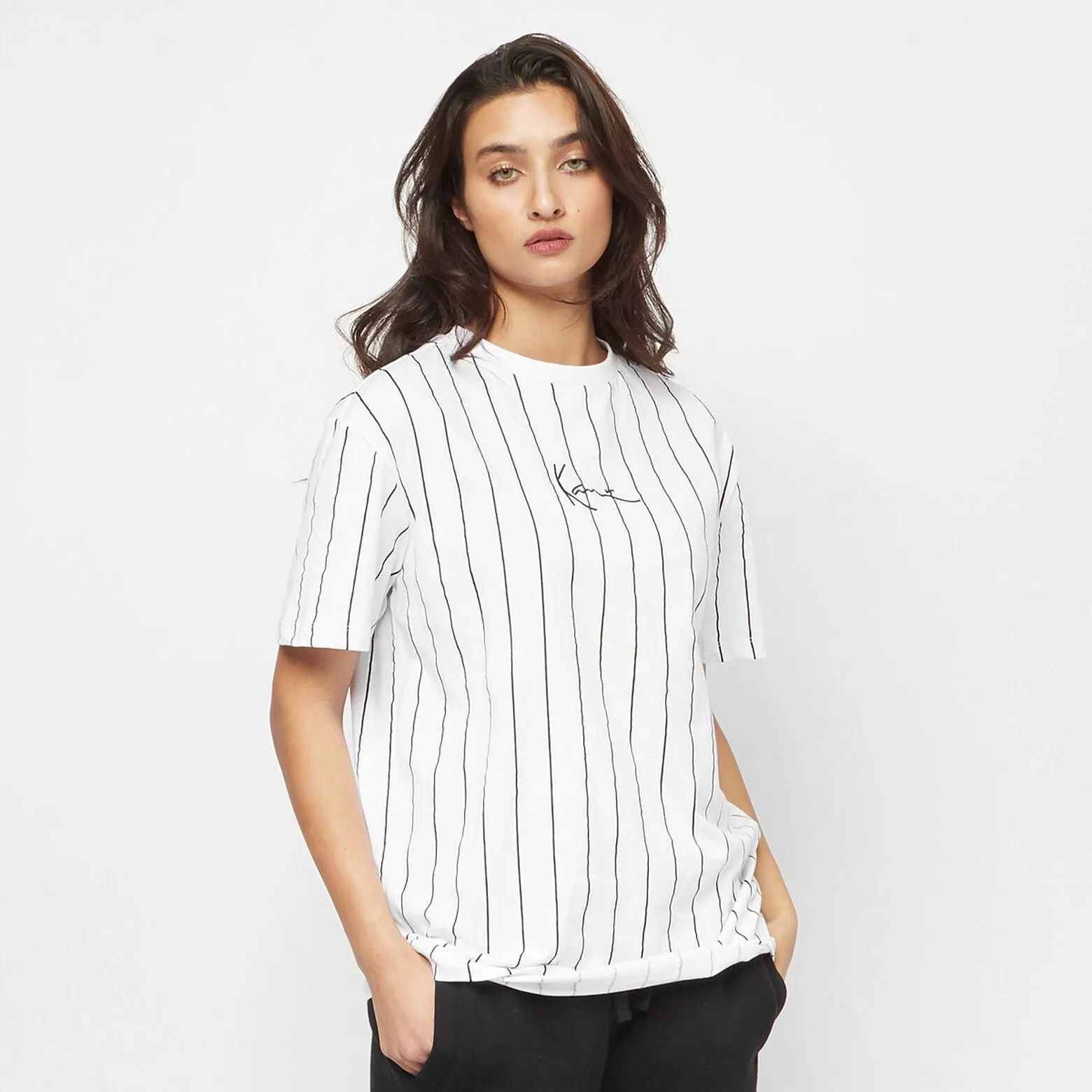 Karl Kani Small Signature Essential Pinstripe OS Tee (W)