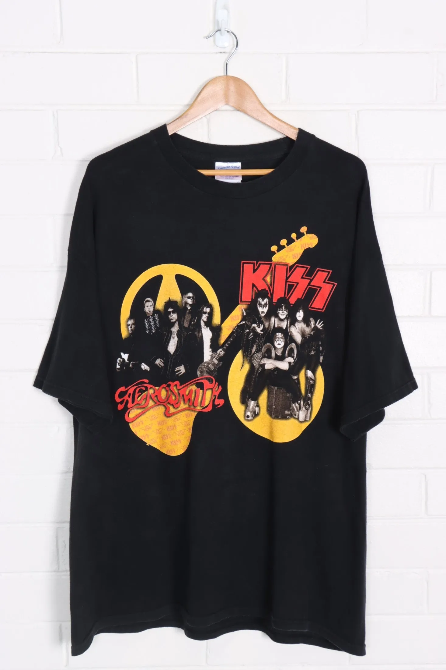 KISS & AEROSMITH Yellow & Red Music Tour Tee (XL-XXL)