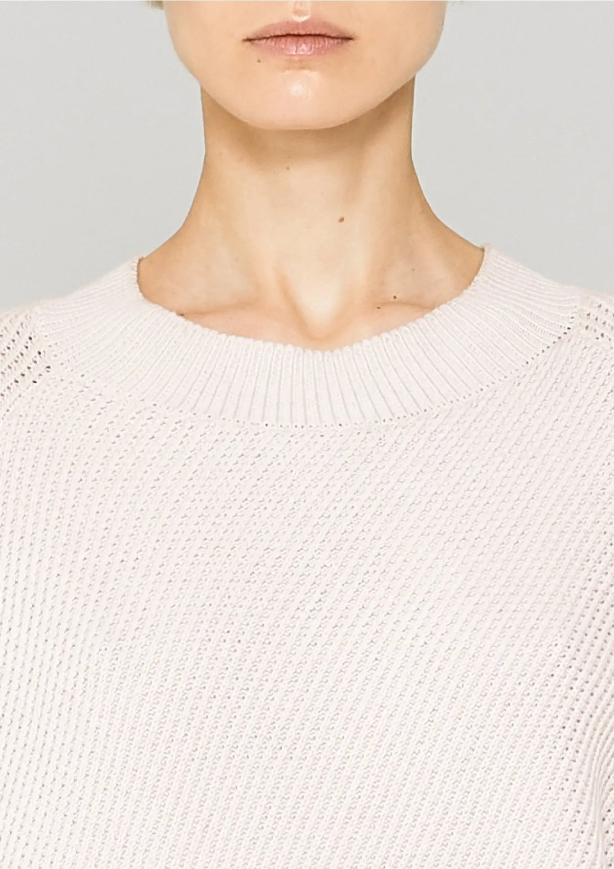 KNIT BIAS RIB SWEATER - ivory