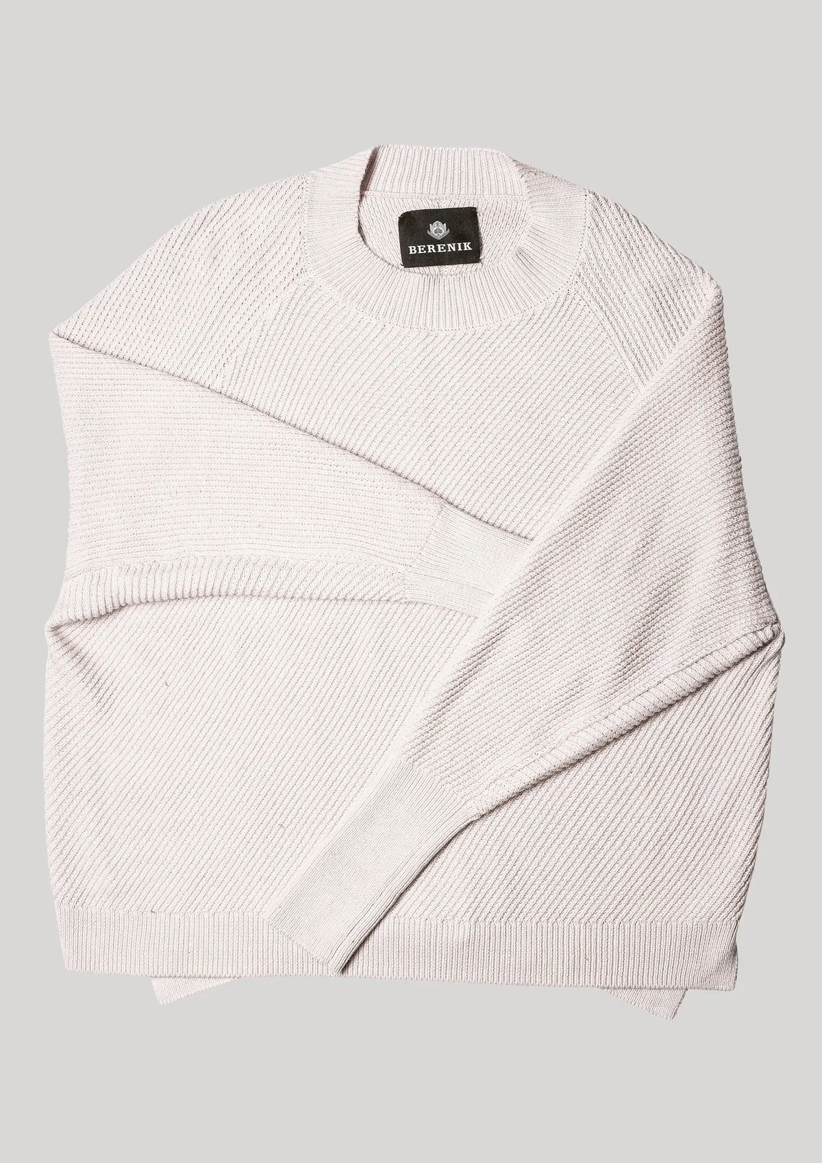 KNIT BIAS RIB SWEATER - ivory