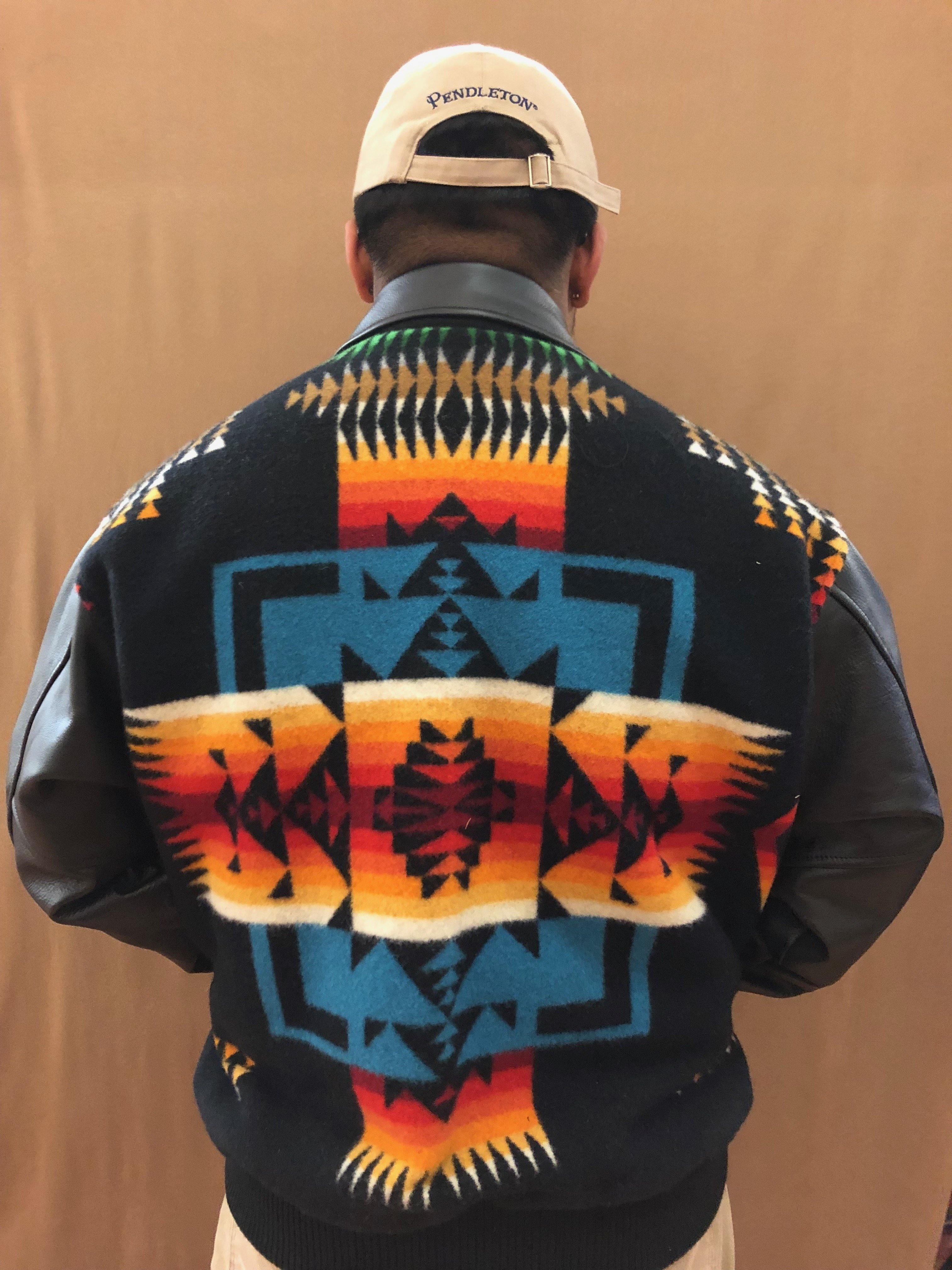 Kraffs Bomber Jacket, Chief Joseph Black with Napa Leather Sleeves and Collar