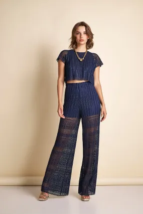 Lace Pants in Navy Blue