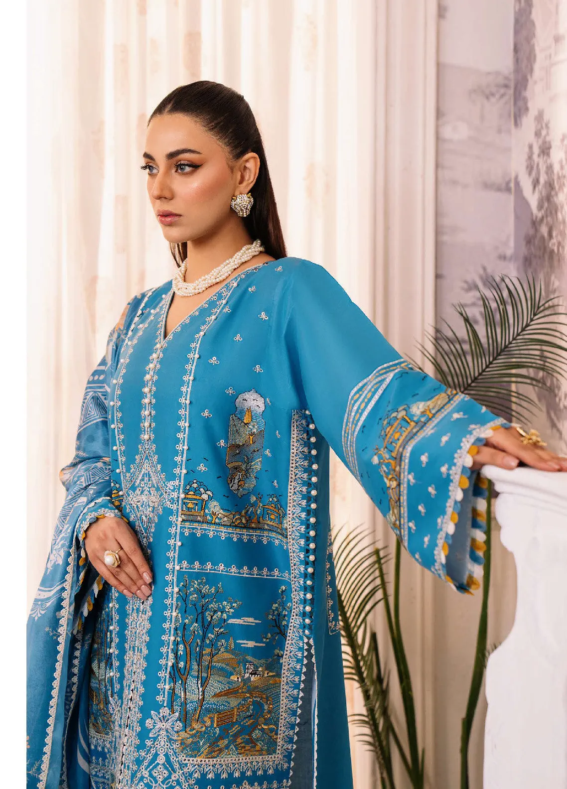 La'Hira By Bin Ilyas Embroidered Spring Lawn 3 Piece Unstitched Suit BI24LHSL-206-B