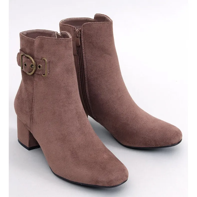 Lanne Khaki low heel boots brown