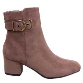 Lanne Khaki low heel boots brown