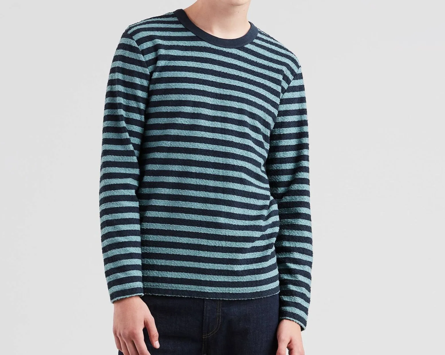 Levi's Made & Crafted Stripe Slub Men T-Shirt Green and Blue 559560000