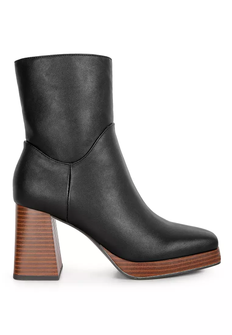 London Rag Black High Ankle Heel Boots