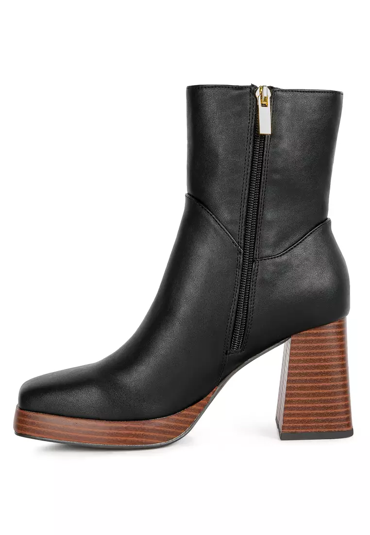 London Rag Black High Ankle Heel Boots