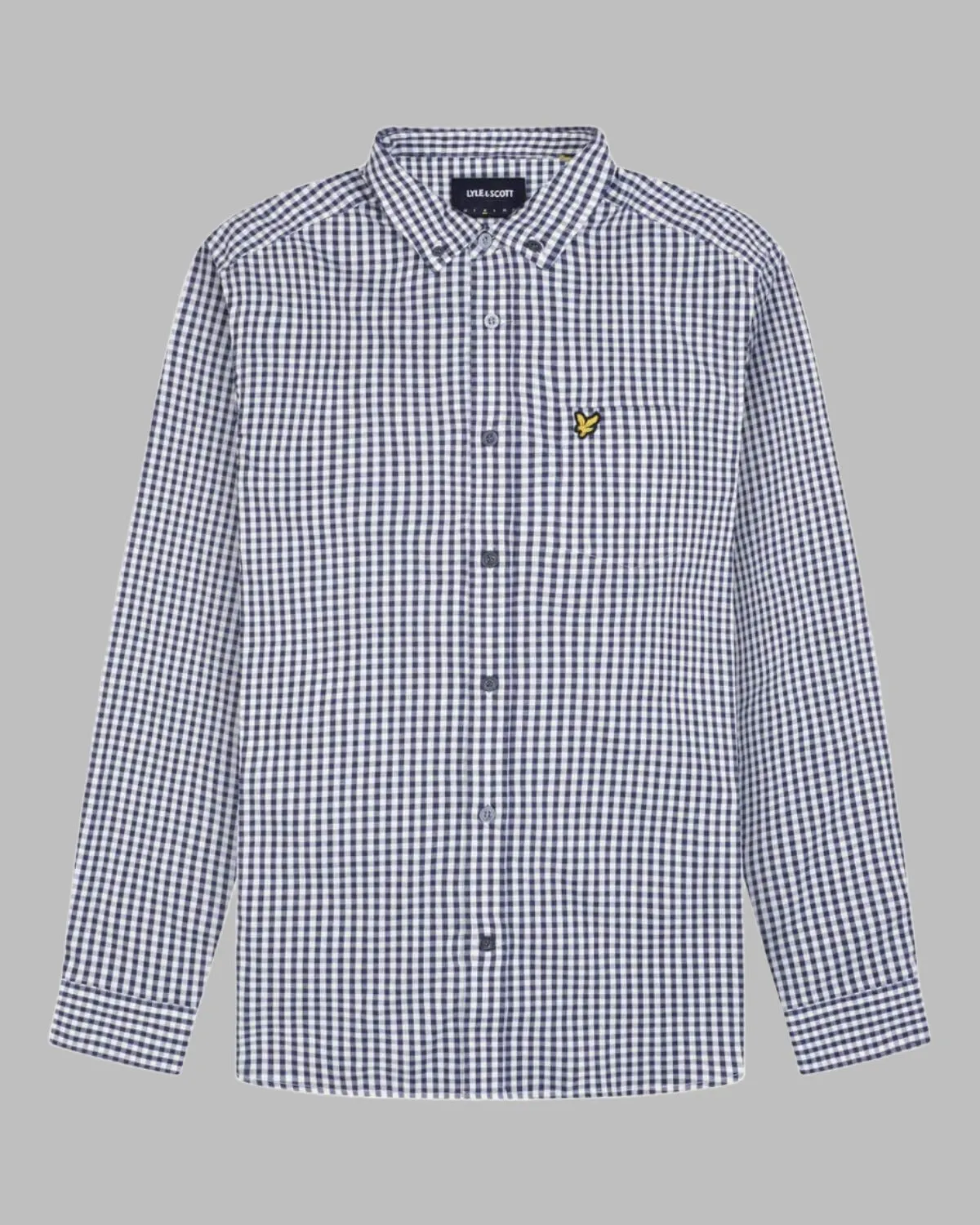 Lyle and Scott Shirt Slim Fit Gingham Navy/White