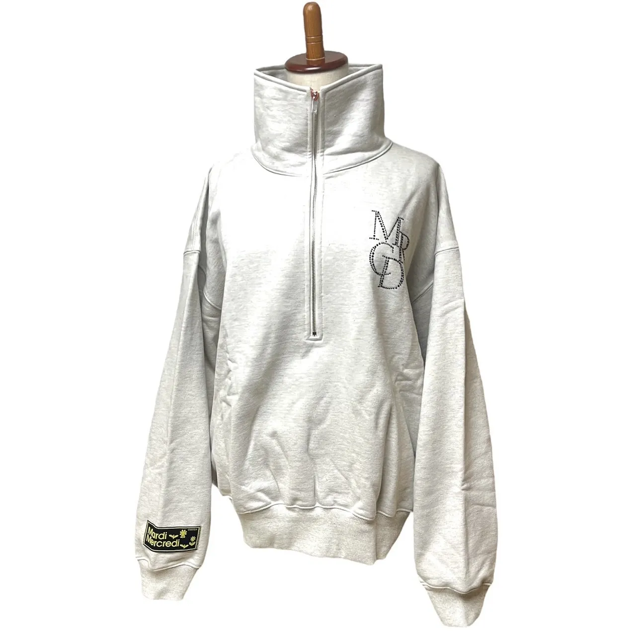 Mardi Mercredi  |Long Sleeves Cotton Logo Metallic Hoodies & Sweatshirts