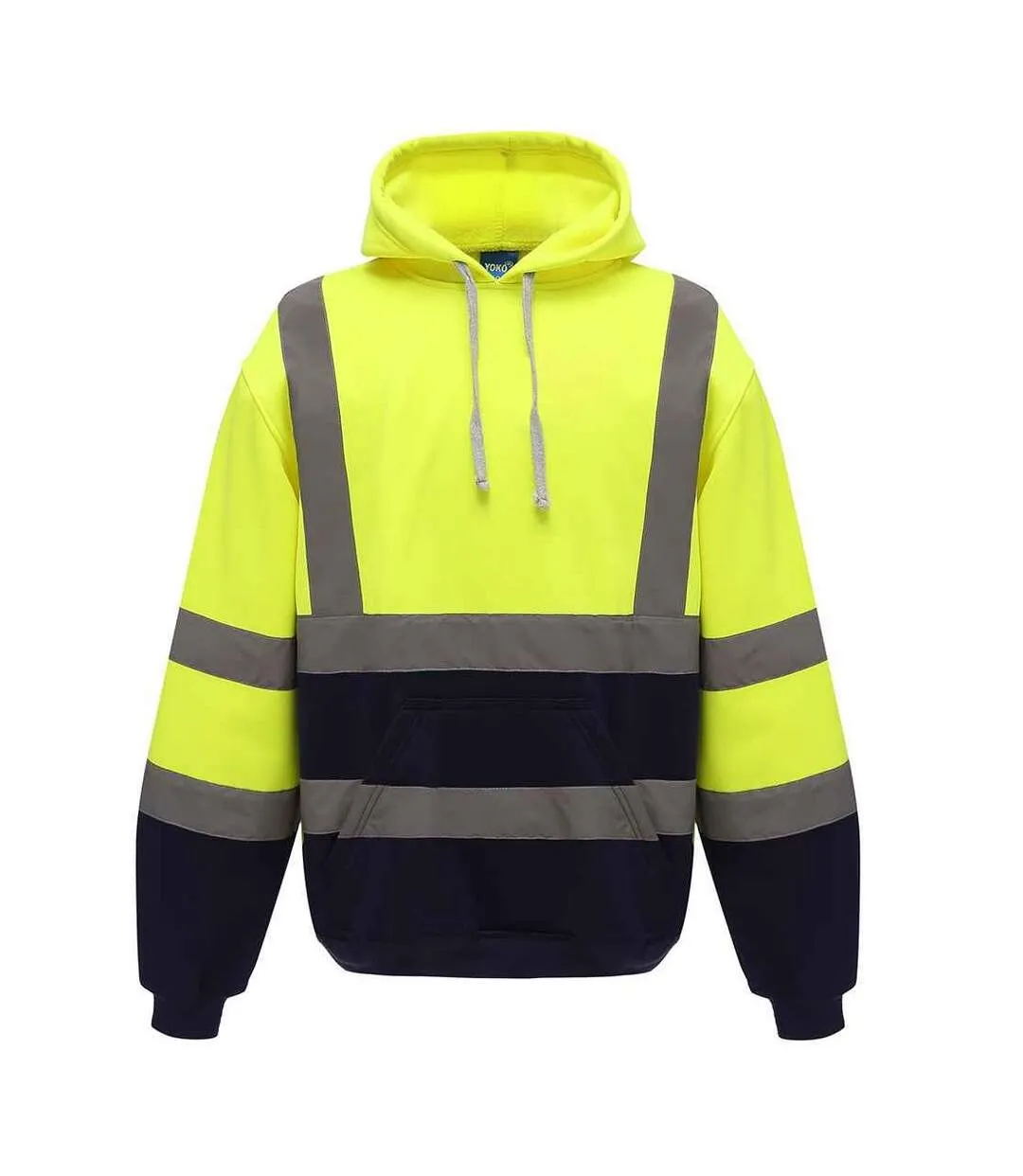 Mens hi-vis hoodie yellow/navy Yoko