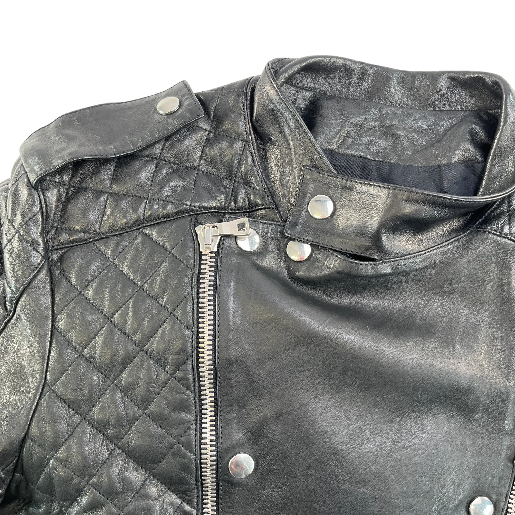 Men's Leather Jacket Black Size IT 52 / XL