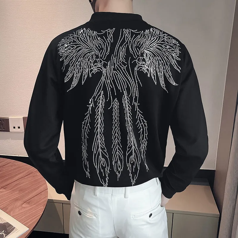 Men's Spring Wings Rhinestone Baseball Varsity Streetwear Bomber Jacket