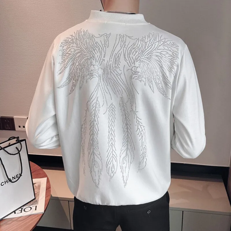 Men's Spring Wings Rhinestone Baseball Varsity Streetwear Bomber Jacket