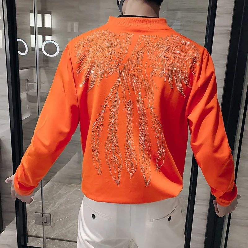 Men's Spring Wings Rhinestone Baseball Varsity Streetwear Bomber Jacket