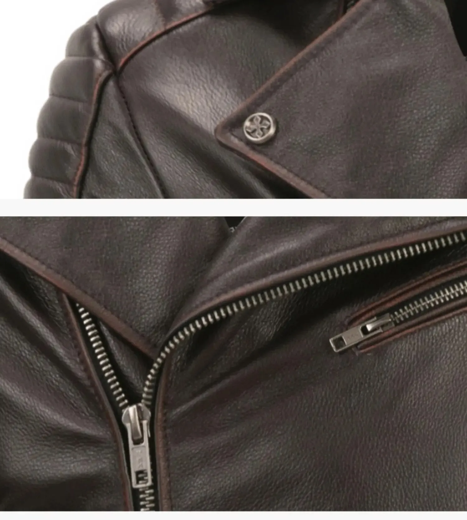 Men's Vintage Real Cowhide Leather Slim Fit Motorcycle Street Jacket