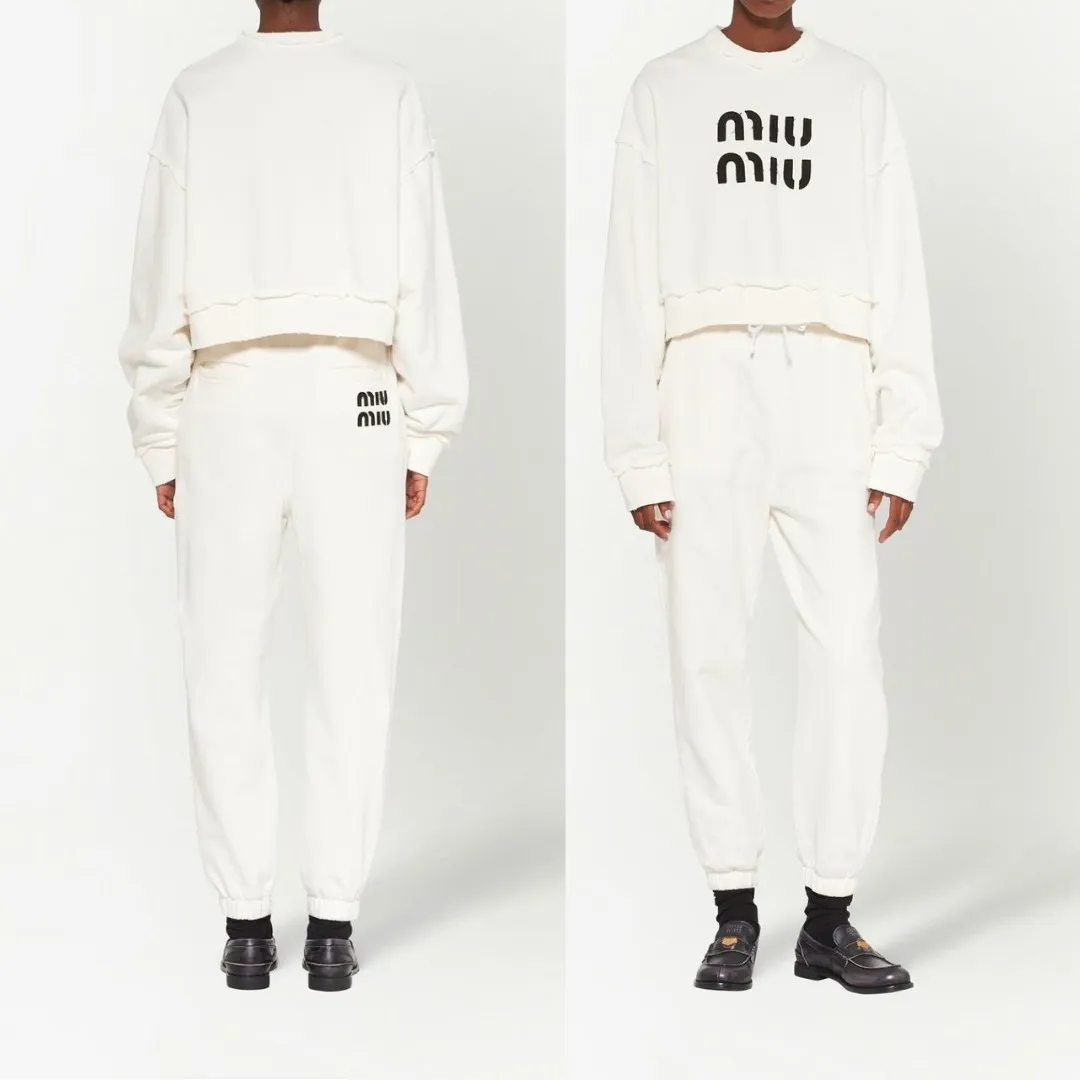 MiuMiu  |Crew Neck Unisex Long Sleeves Cotton Logo