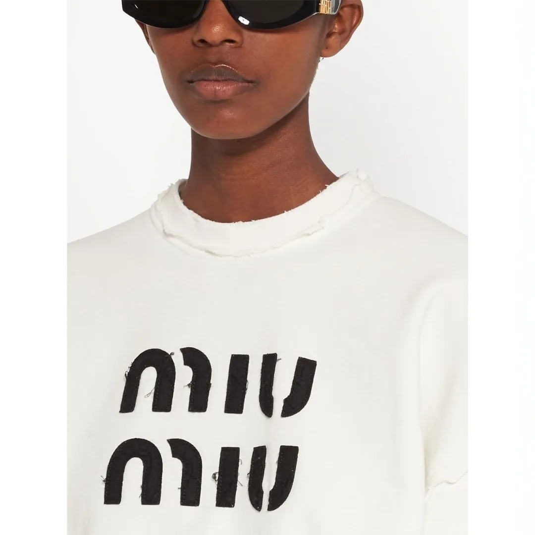 MiuMiu  |Crew Neck Unisex Long Sleeves Cotton Logo