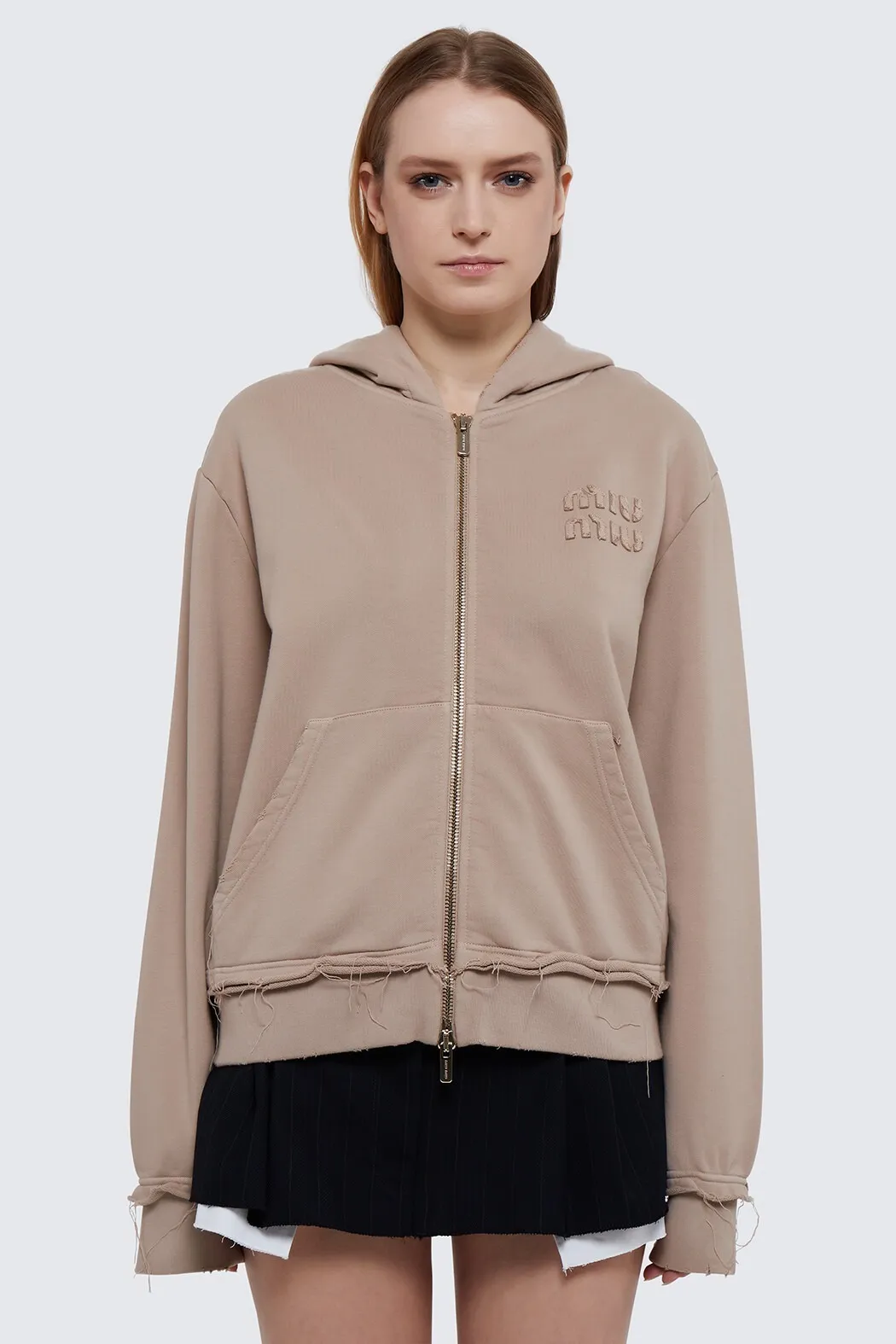 MiuMiu  |Long Sleeves Plain Logo Hoodies & Sweatshirts