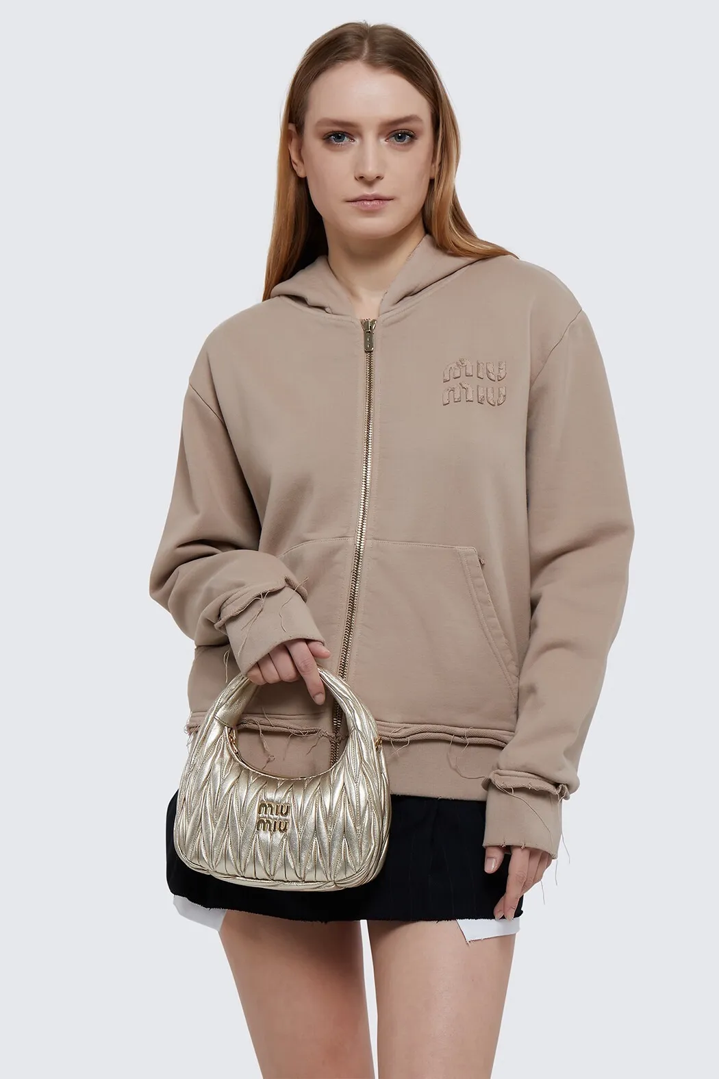 MiuMiu  |Long Sleeves Plain Logo Hoodies & Sweatshirts