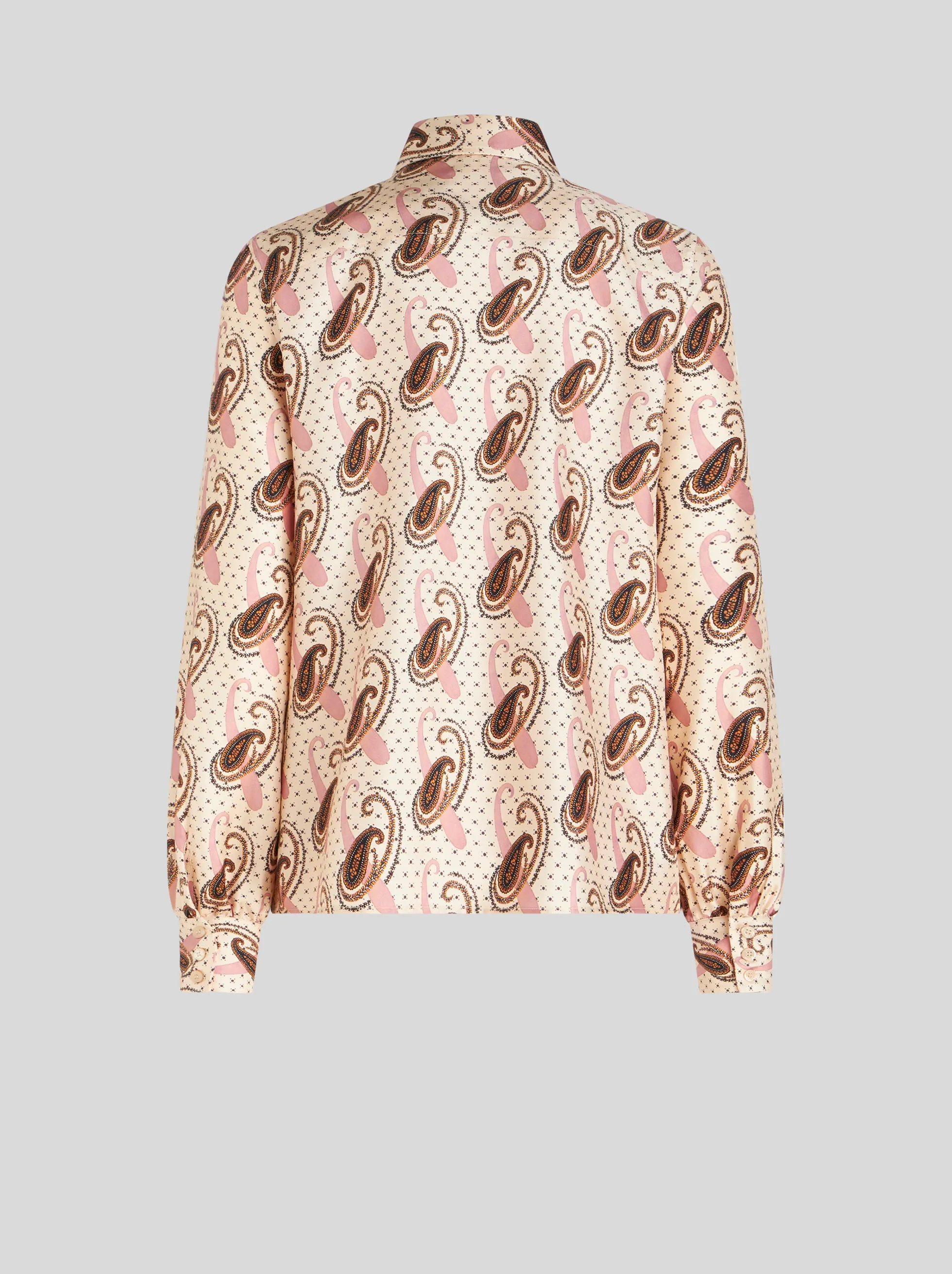 Multi-Print Silk Shirt in Ivory