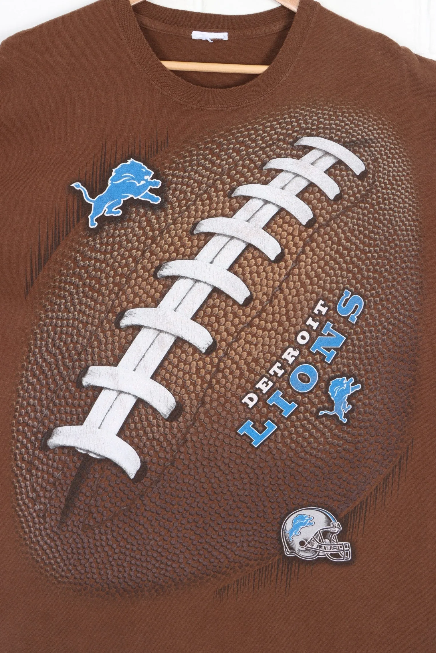 NFL Detroit Lions Big Football Brown T-Shirt (L)