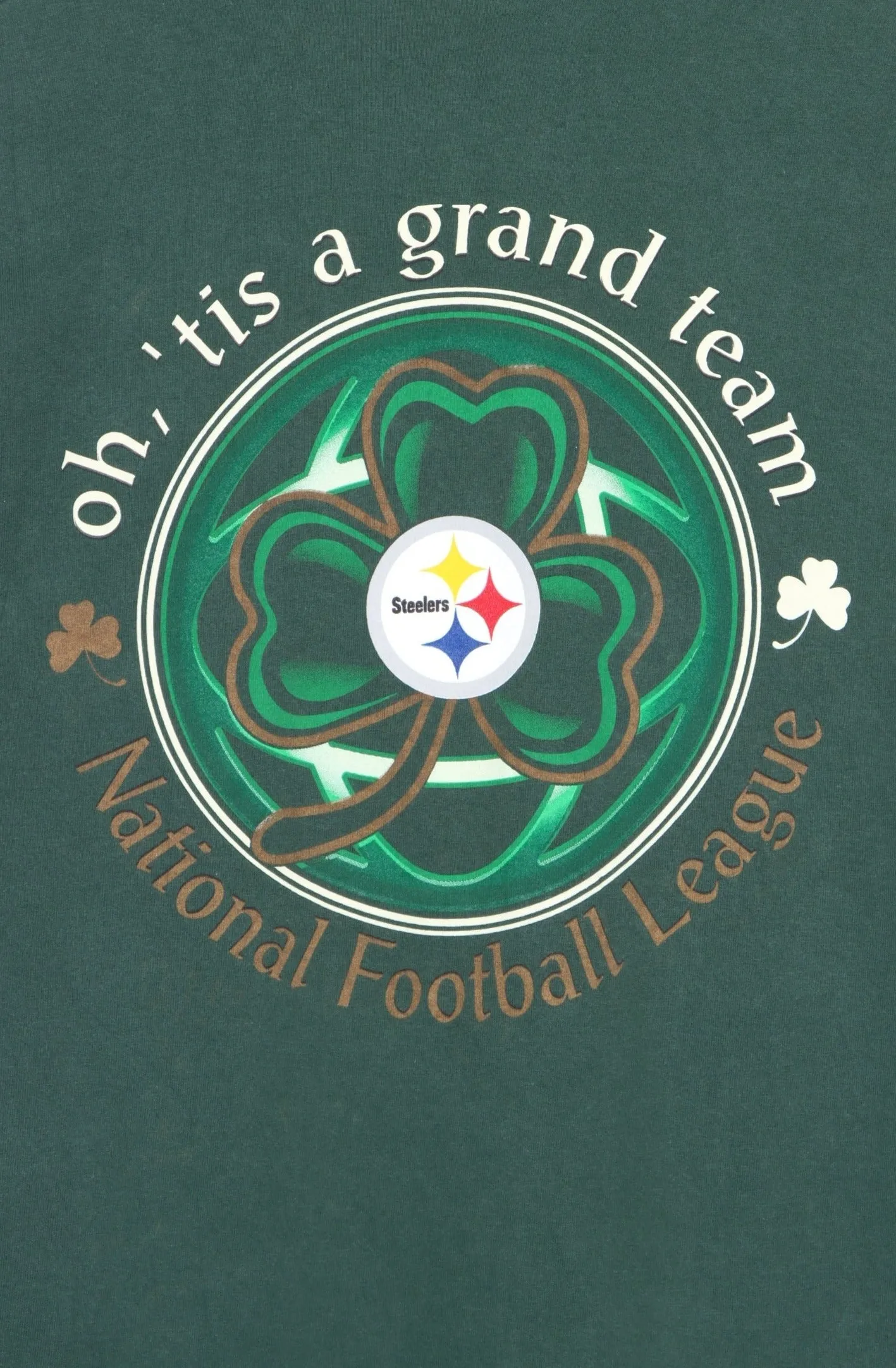 NFL Pittsburgh Steelers Grand Team Shamrock Clover Front Back T-Shirt (L)