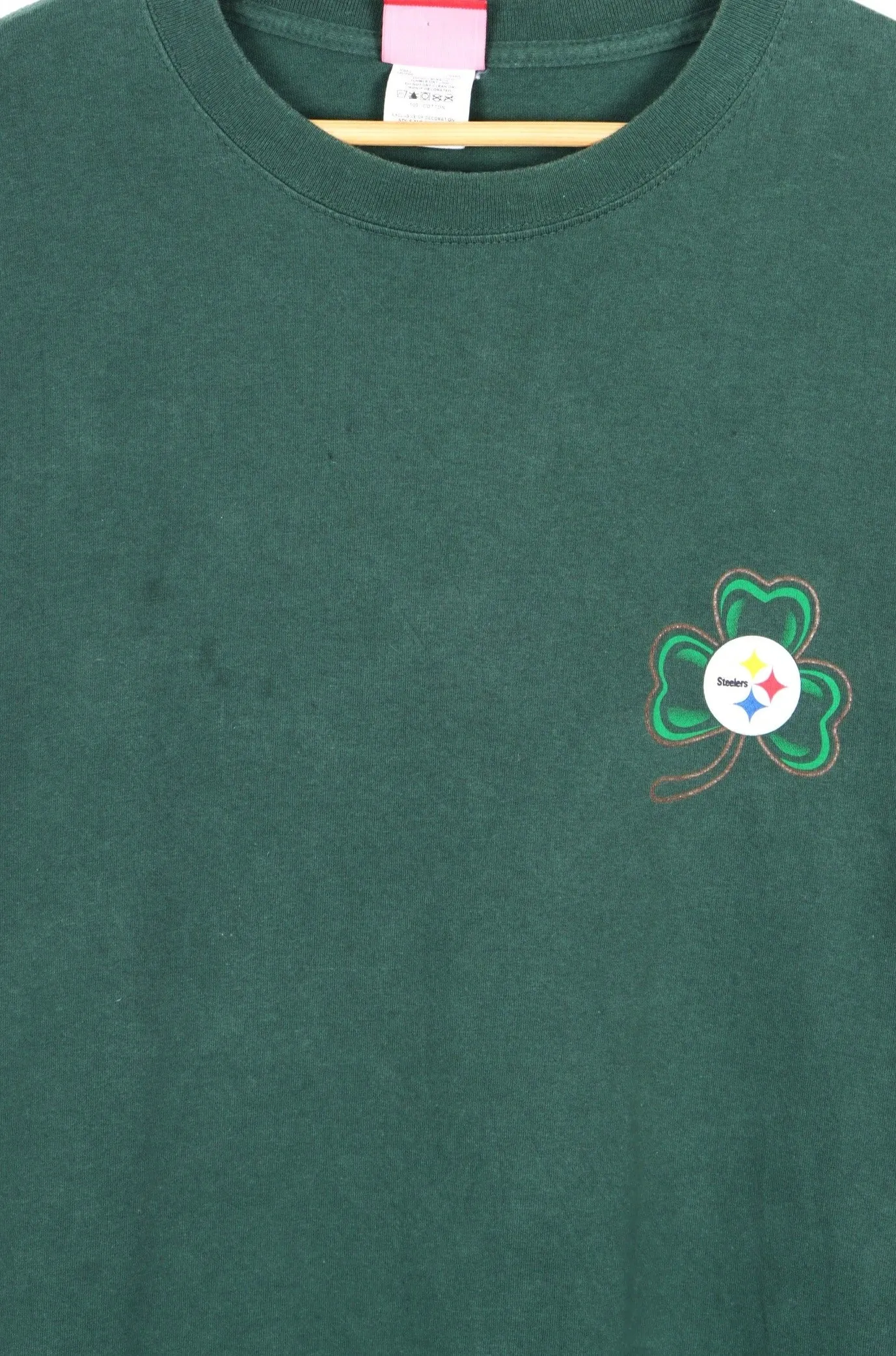 NFL Pittsburgh Steelers Grand Team Shamrock Clover Front Back T-Shirt (L)