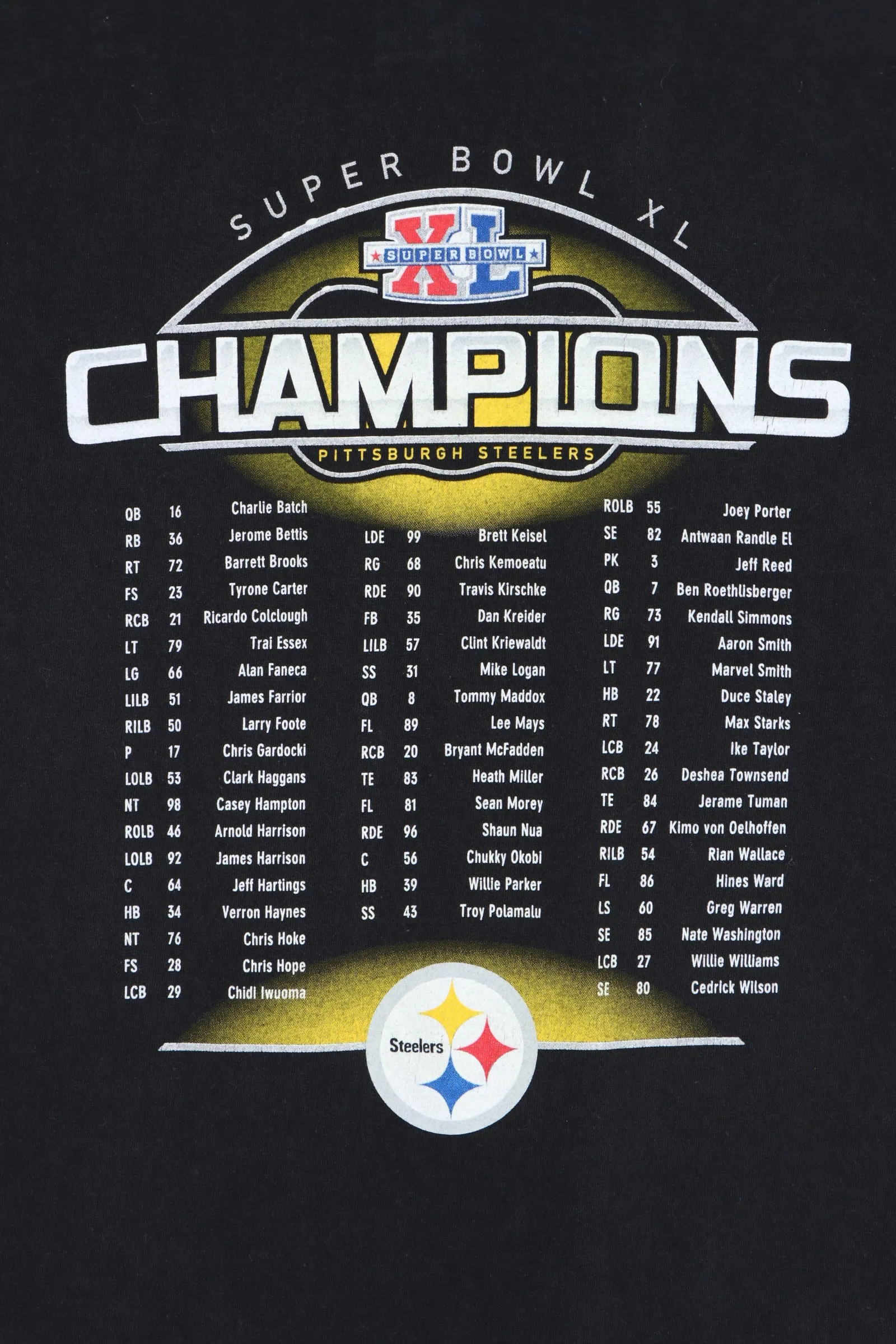 NFL Super Bowl Champions Pittsburgh Steelers Team Front Back Tee (L)