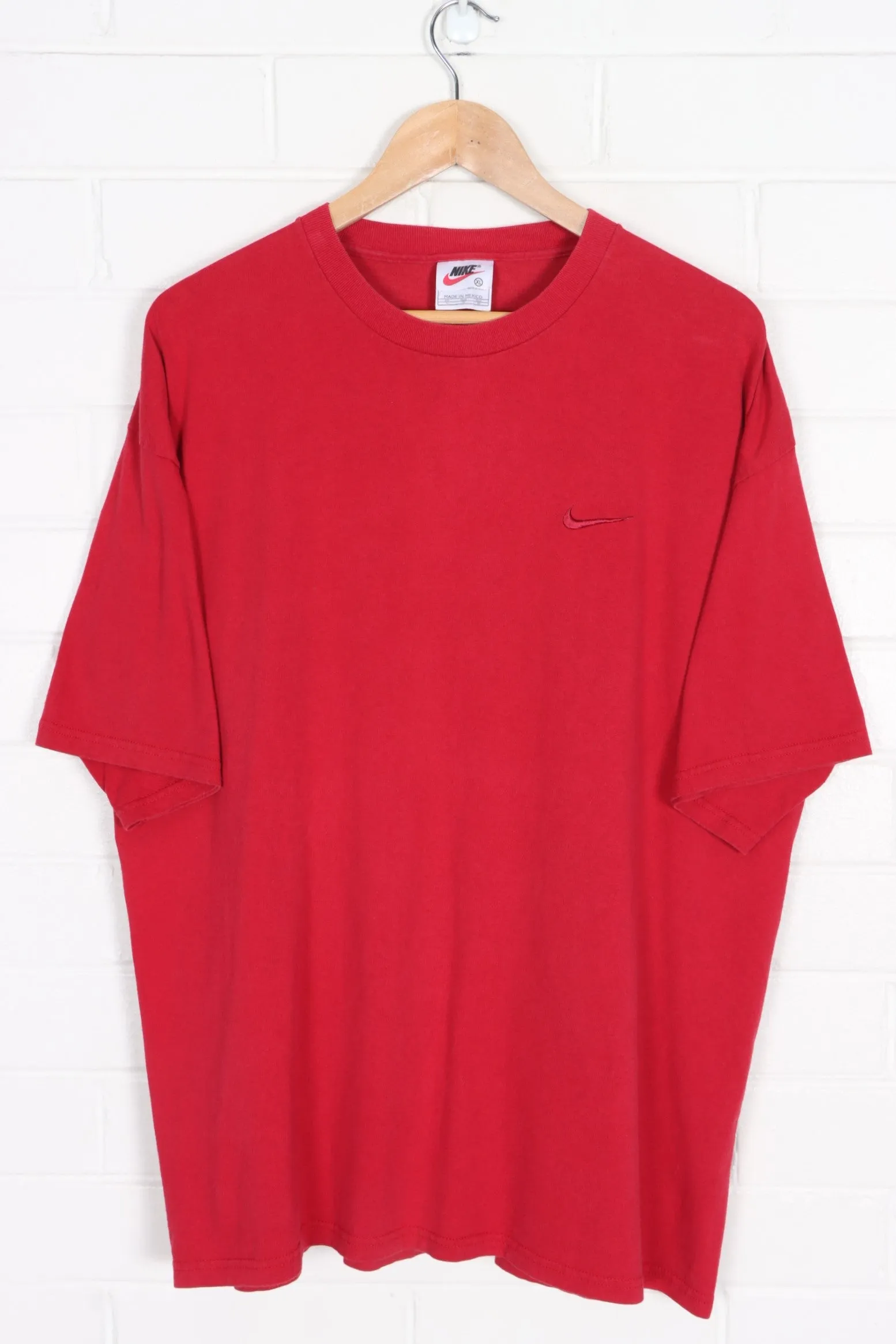 NIKE Red Monochrome Embroidered Swoosh Logo T-Shirt (XL-XXL)