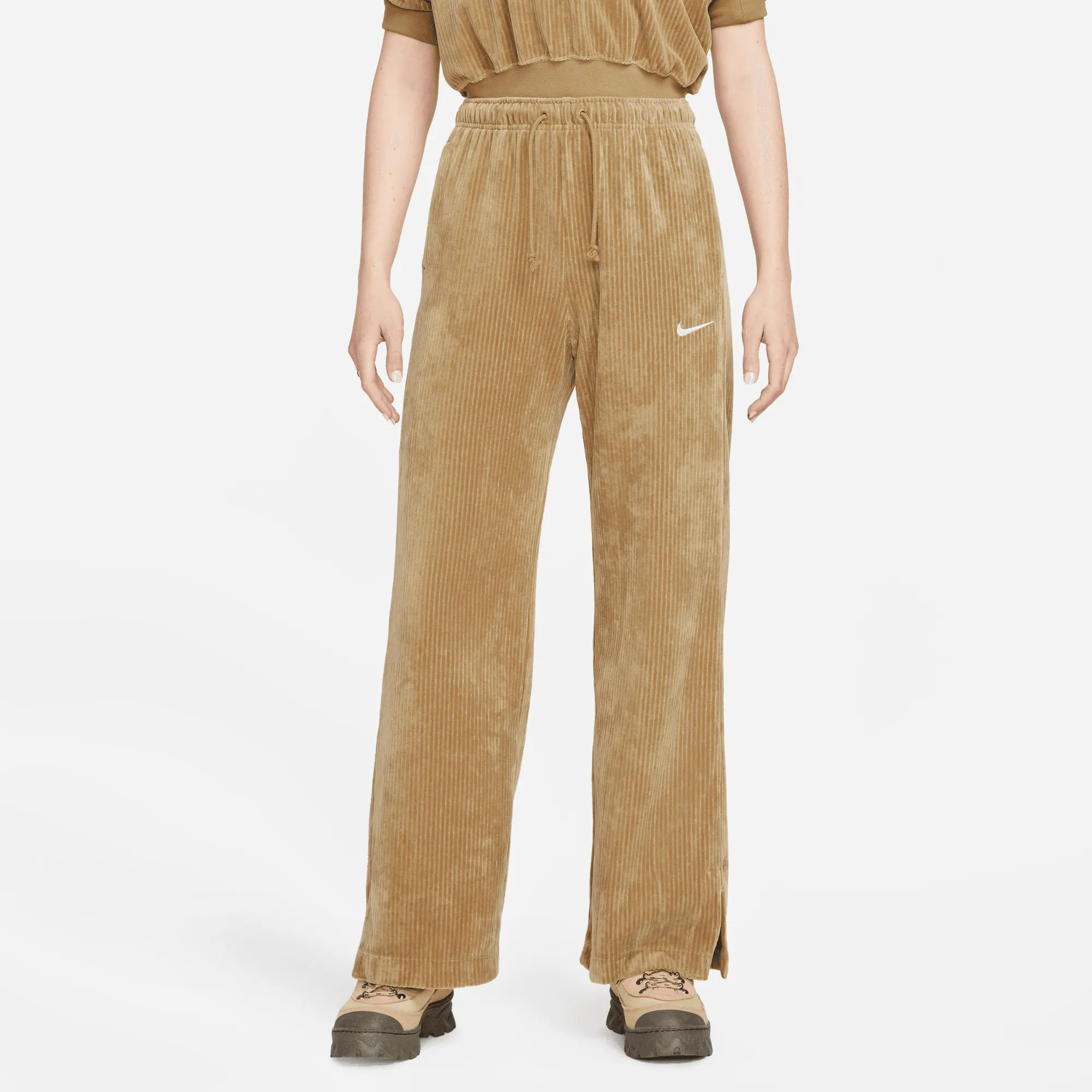 Nike Sportswear Women's Velour Brown Wide-Leg Pants