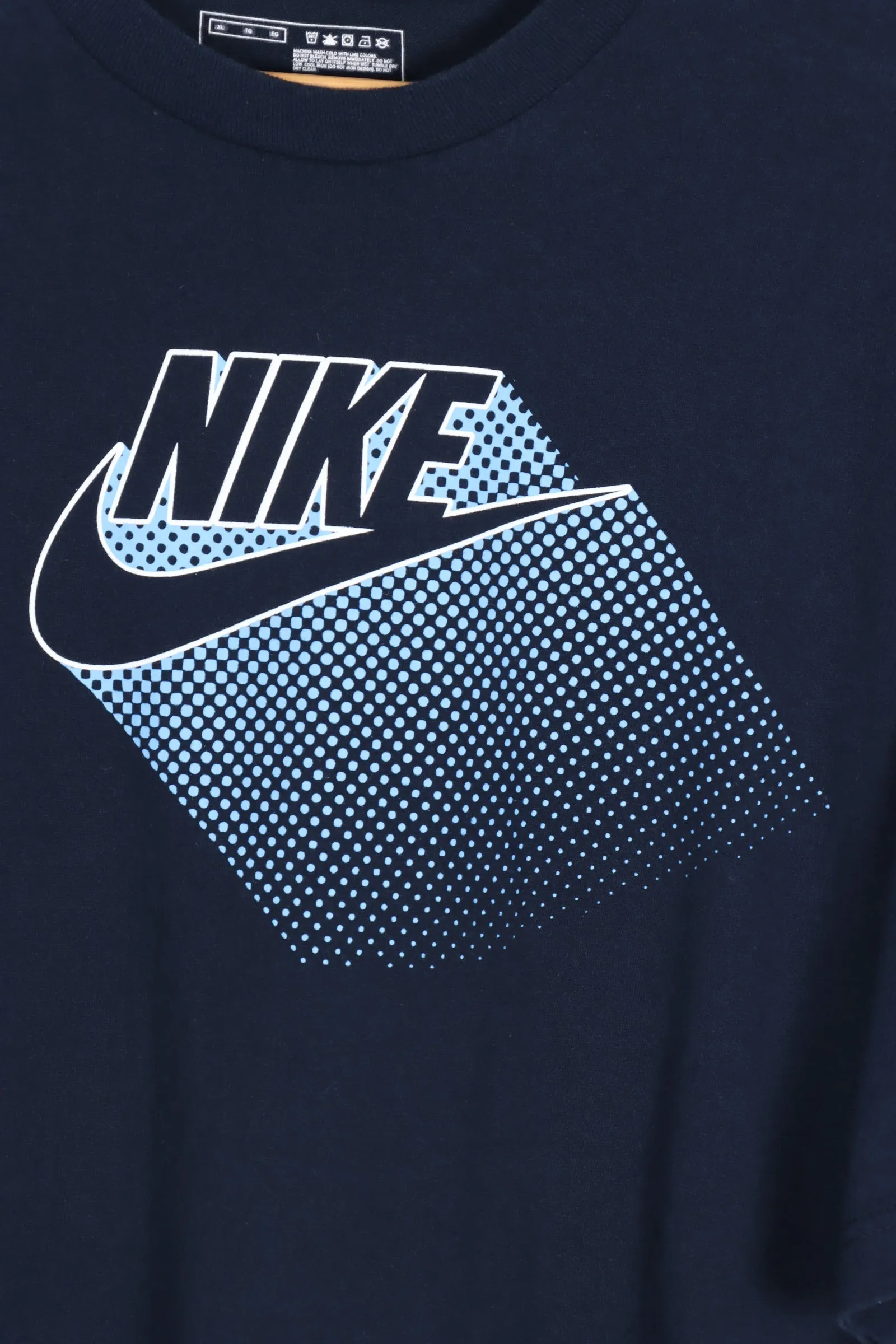 NIKE Swoosh Blue Dots Spell Out Navy Tee (XL)