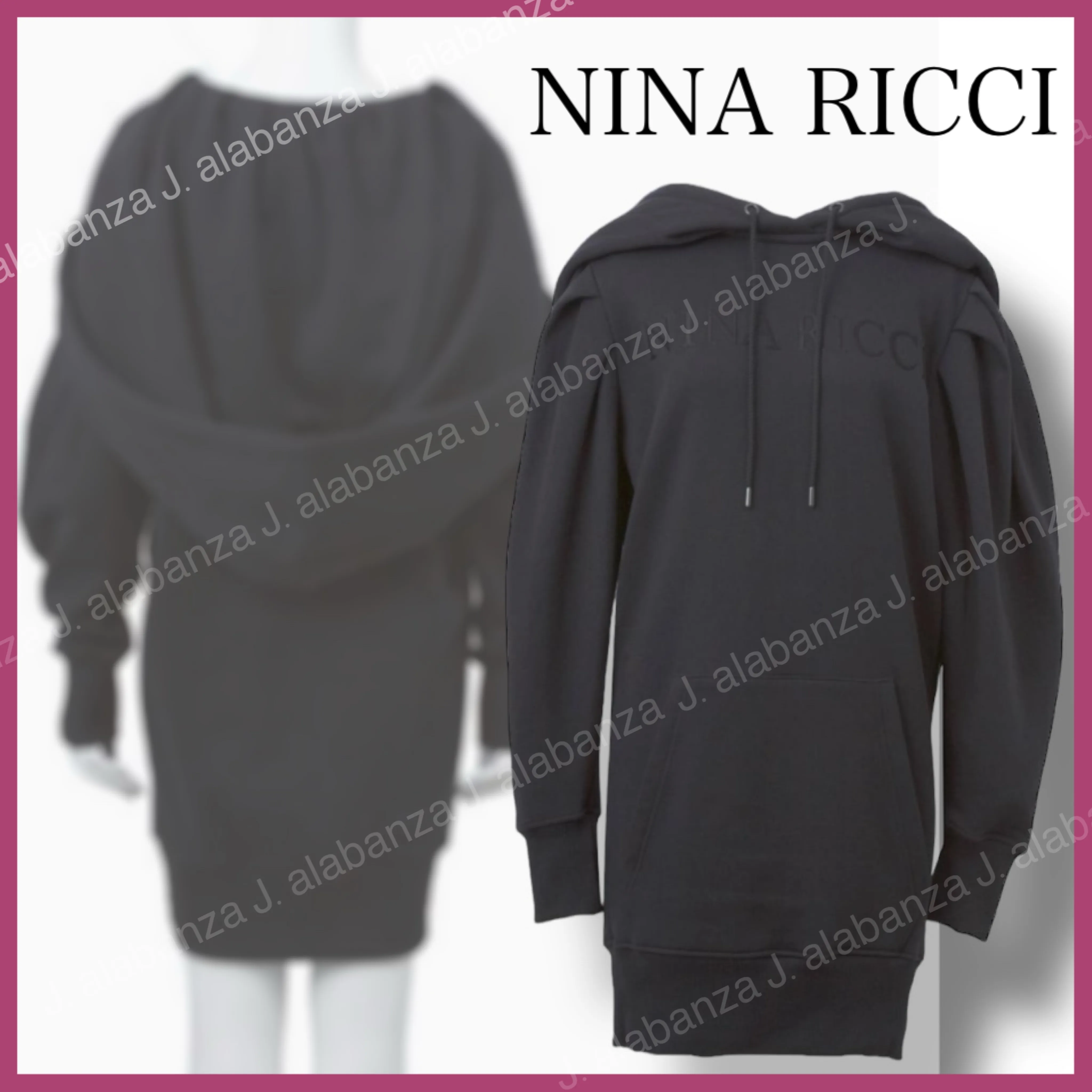 NINA RICCI  |Long Sleeves Plain Cotton Logo Hoodies & Sweatshirts