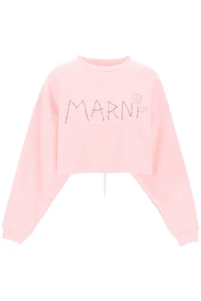 organic cotton sweatshirt with hand-embroid FLJE0198S1UTC275 MAGNOLIA