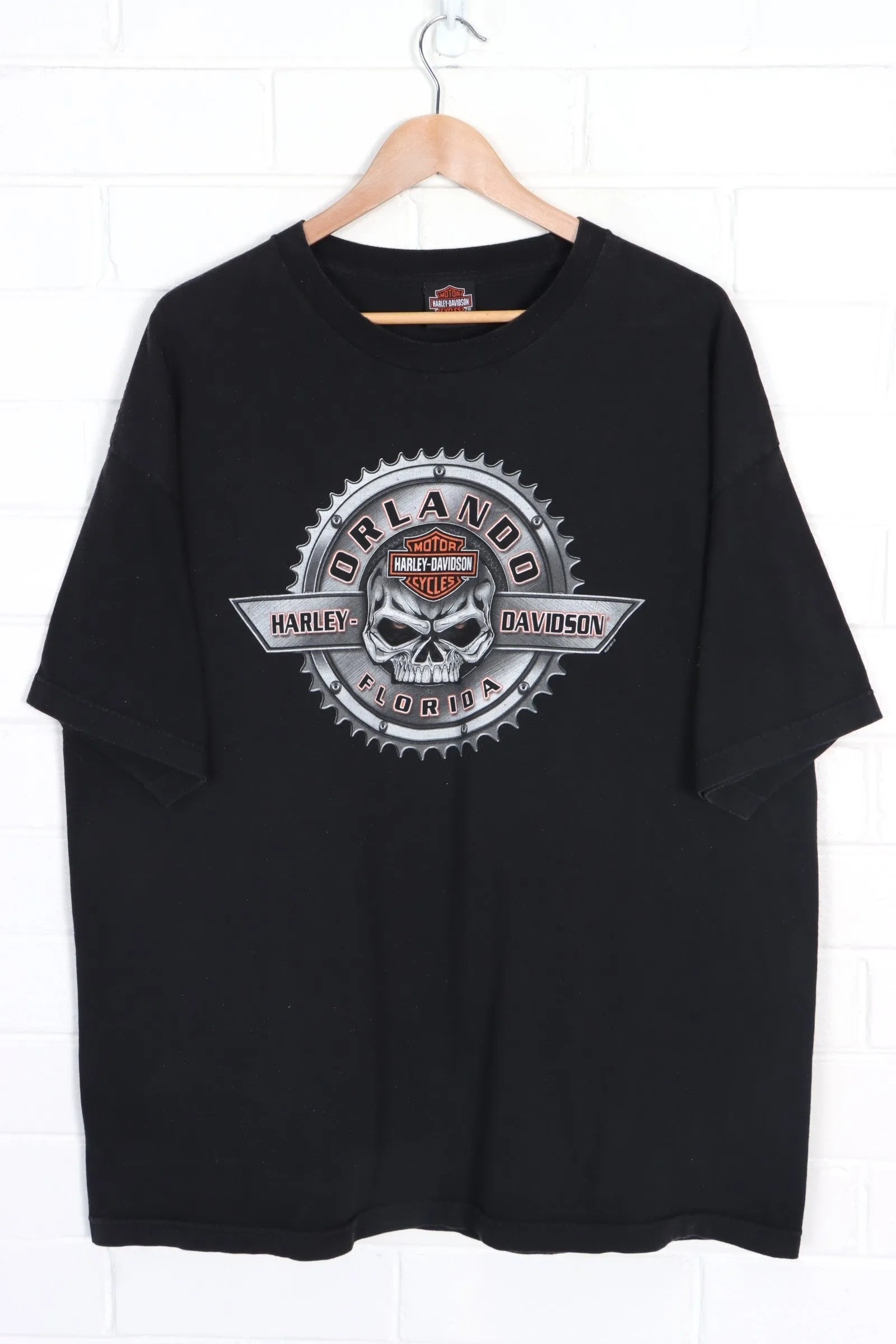 Orlando HARLEY DAVIDSON Skull & Gear Front Back Tee (XL)