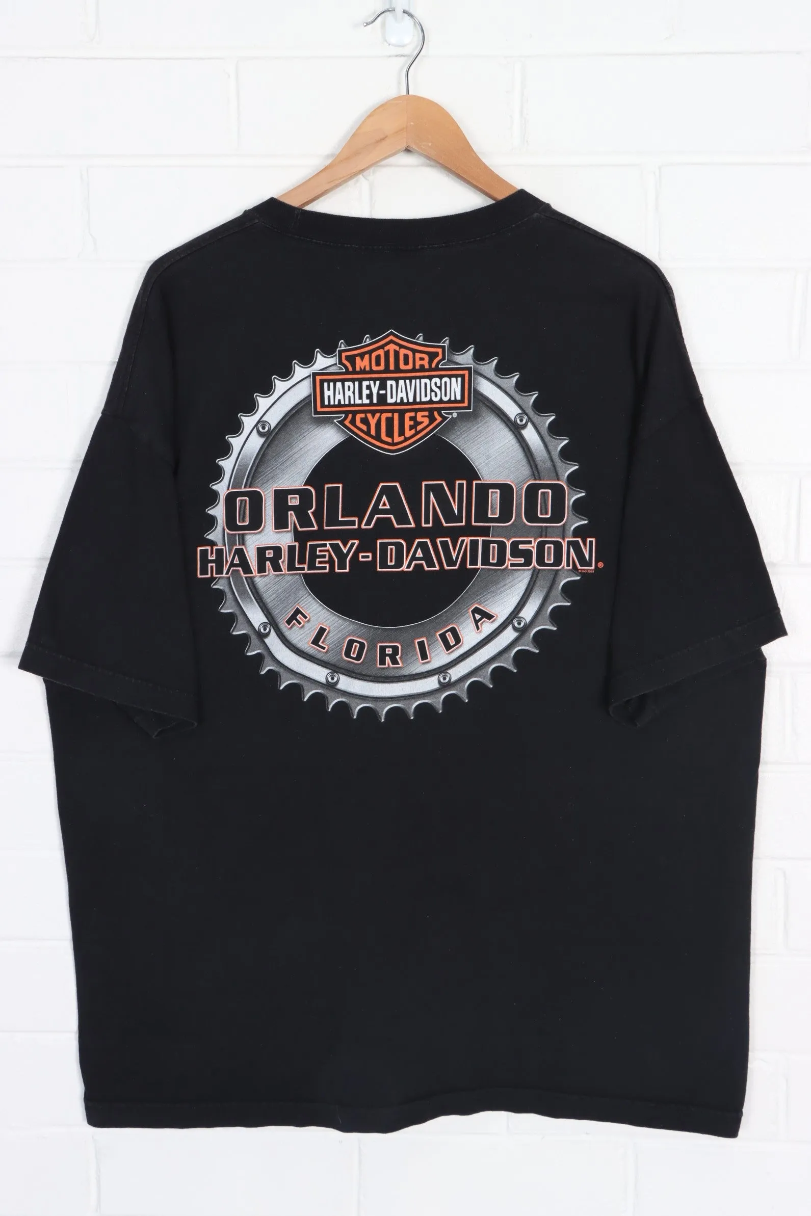 Orlando HARLEY DAVIDSON Skull & Gear Front Back Tee (XL)