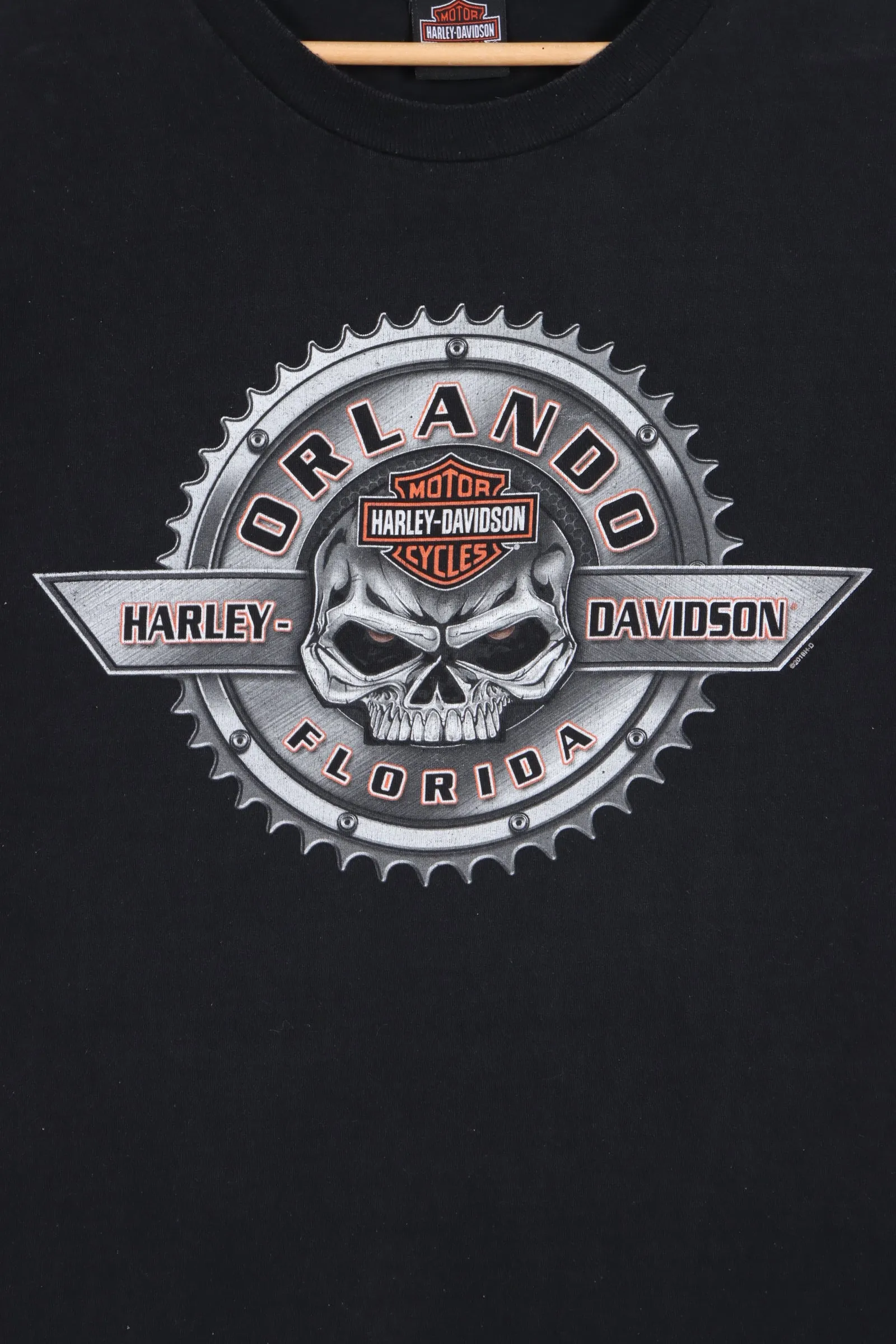 Orlando HARLEY DAVIDSON Skull & Gear Front Back Tee (XL)