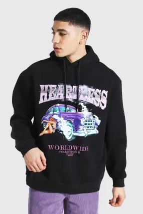 Oversized Heartless Car Graphic Hoodie | boohooMAN UK