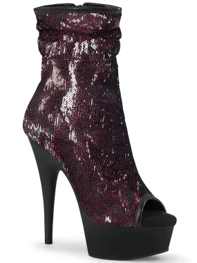 PLEASER Striking Sequined Peep Toe High-Heel Boots