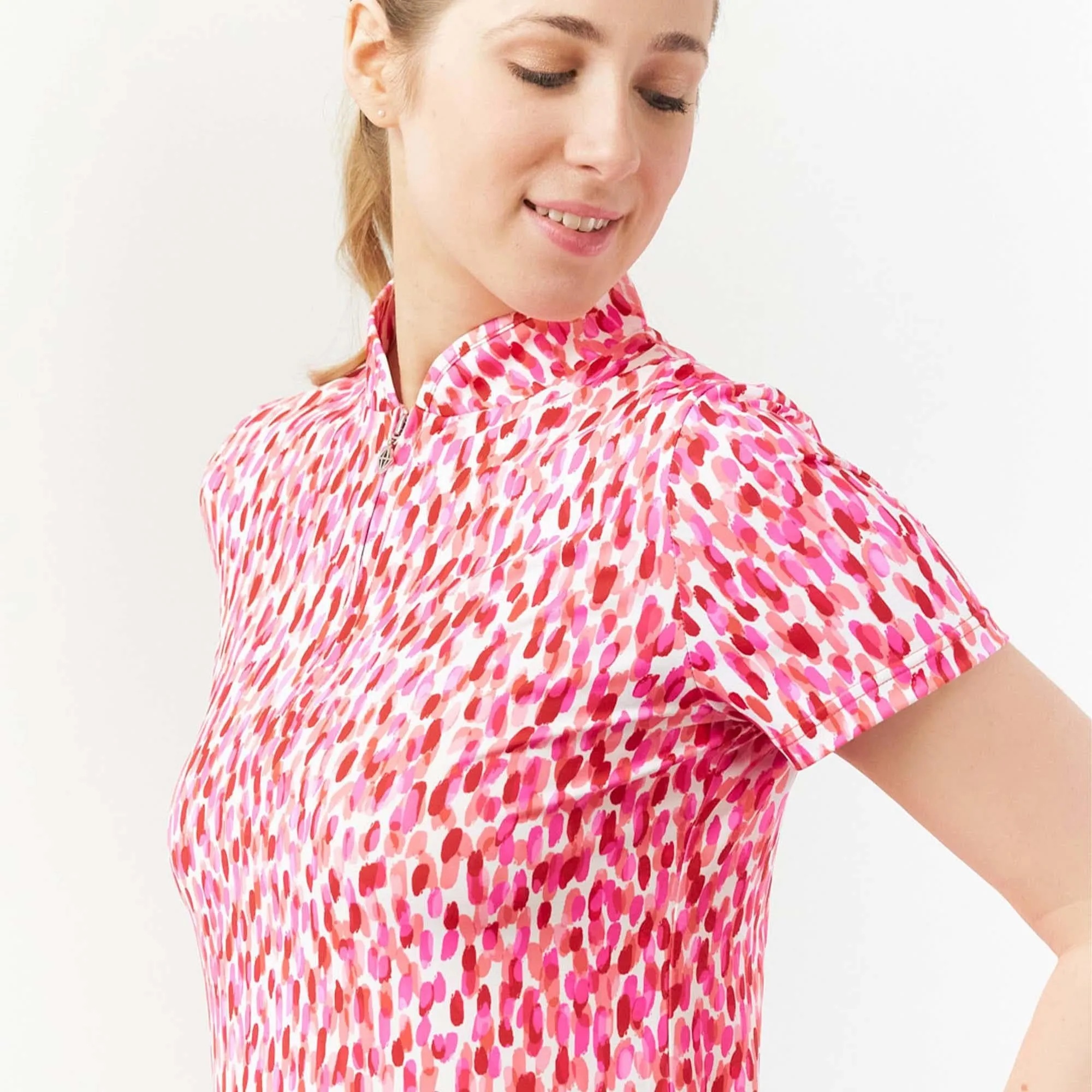 Pure Golf Ellen Ladies Golf Polo Shirt Petal Polka